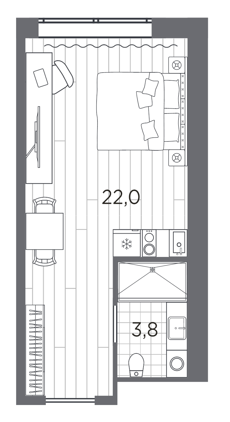 Студия 25,8 м²
