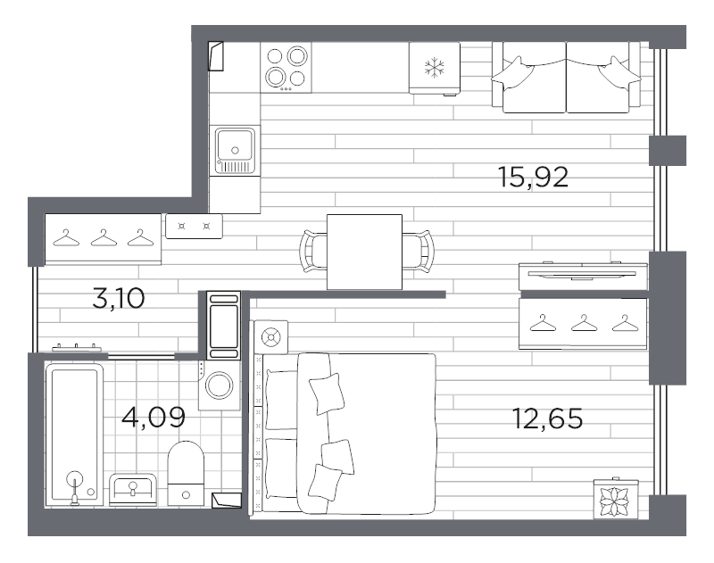 2 ккв (Евро) 35,8 м²