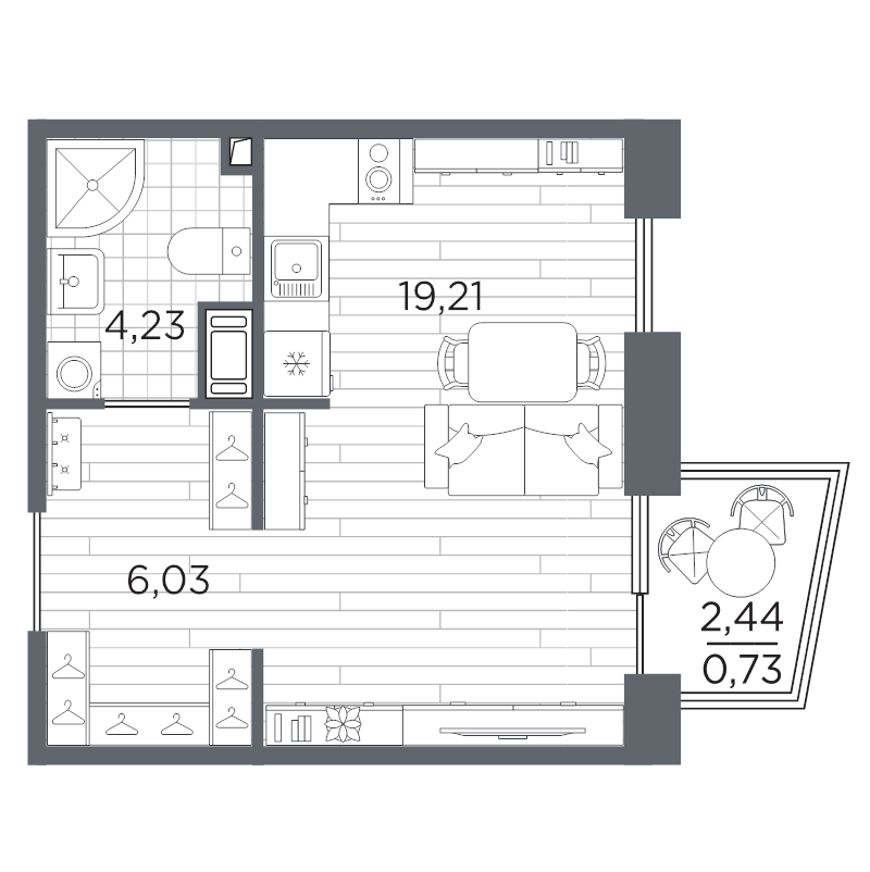 Студия 30,2 м²