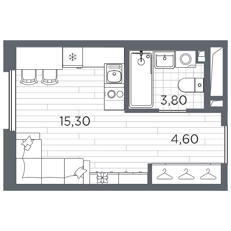Студия 23,7 м²