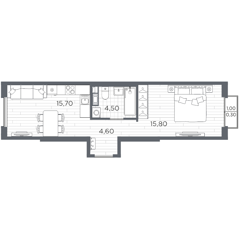 2 ккв (Евро) 41,4 м²