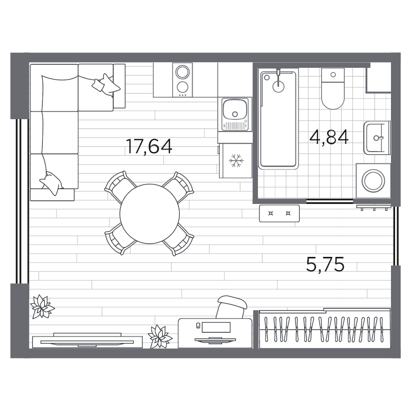 Студия 28,6 м²