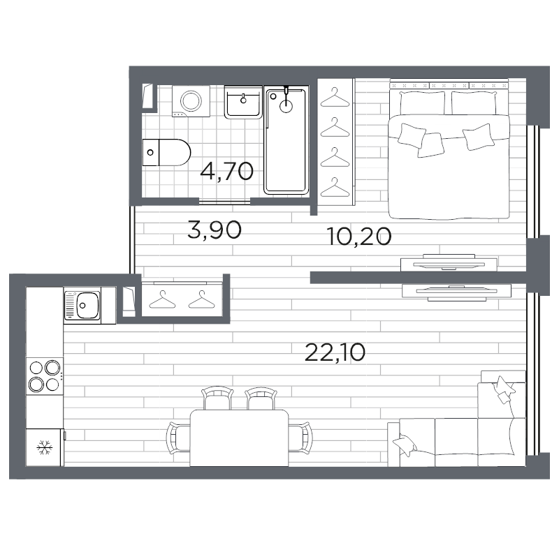 2 ккв (Евро) 41,9 м²