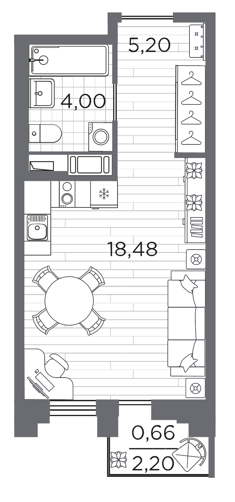 Студия 28,3 м²