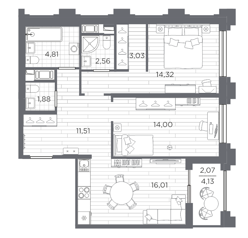 3 ккв (Евро) 70,2 м²