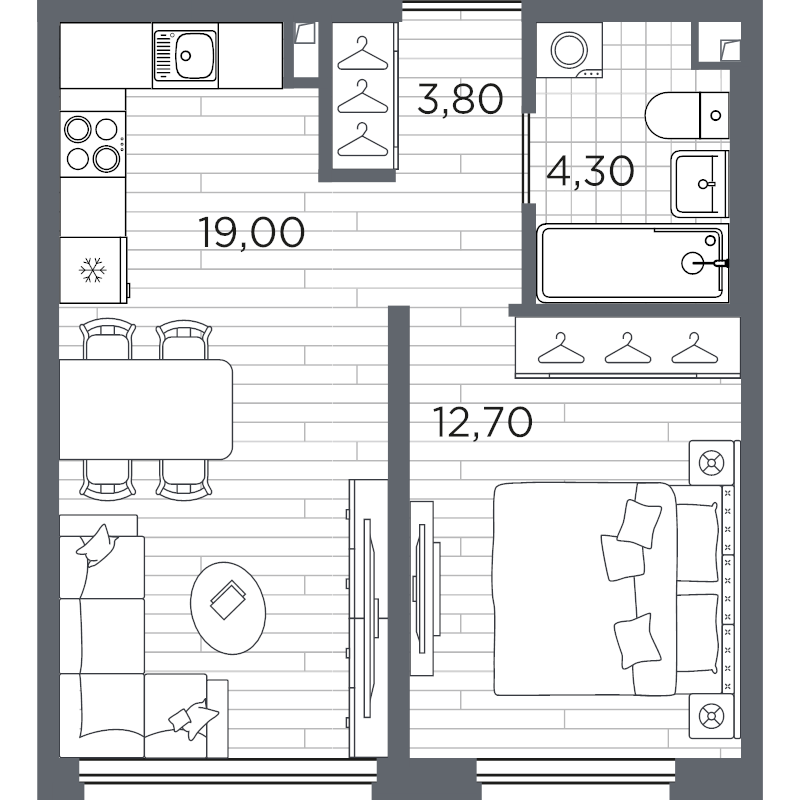 1 ккв 39,8 м²