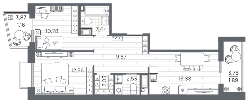 2 ккв 58 м²