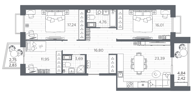 4 ккв (Евро) 97,1 м²