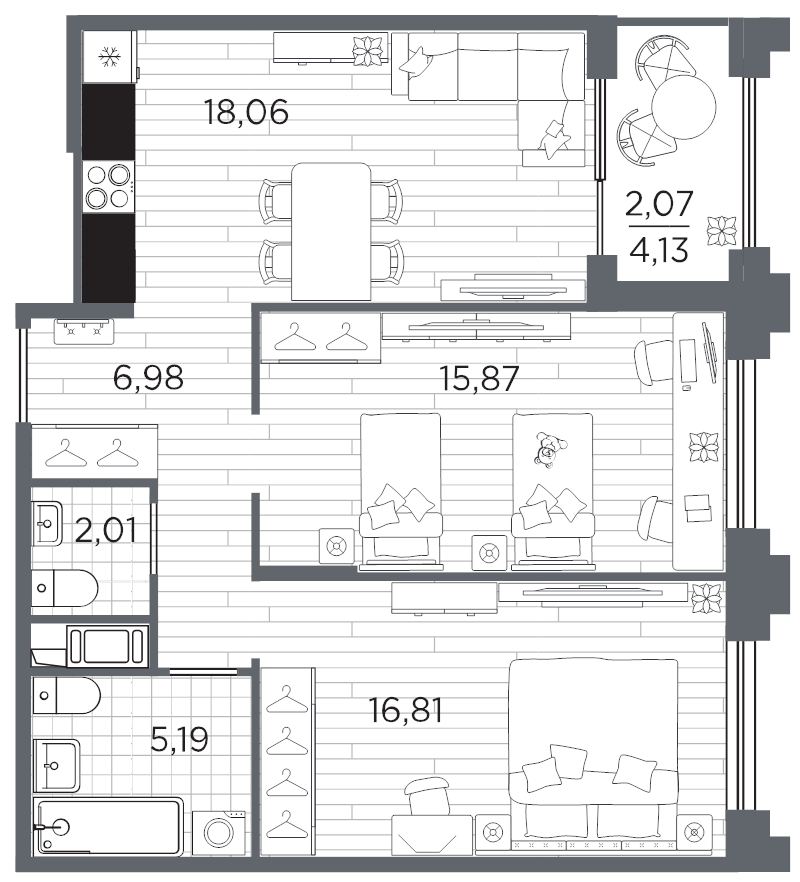 3 ккв (Евро) 67 м²
