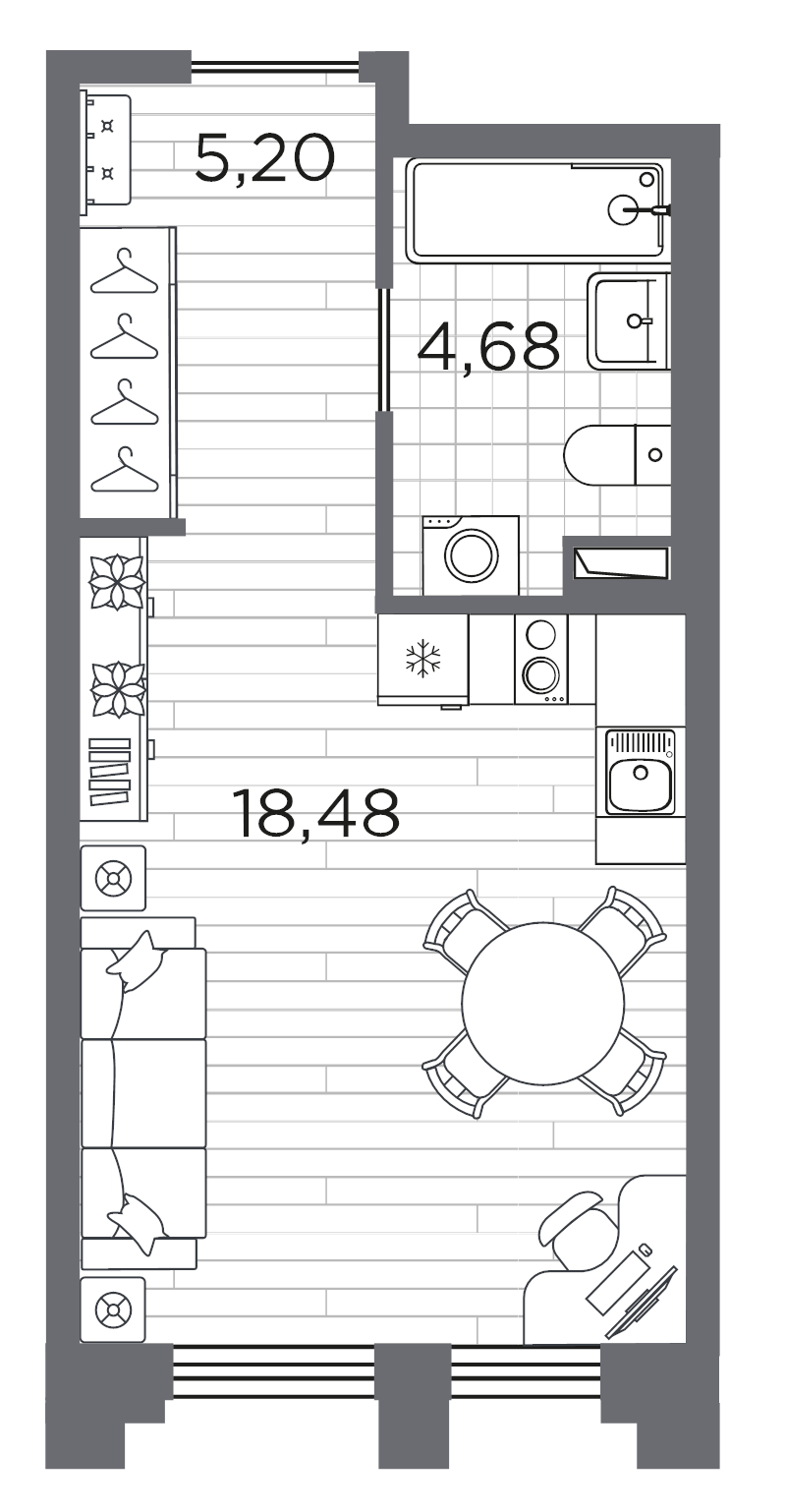 Студия 28,4 м²