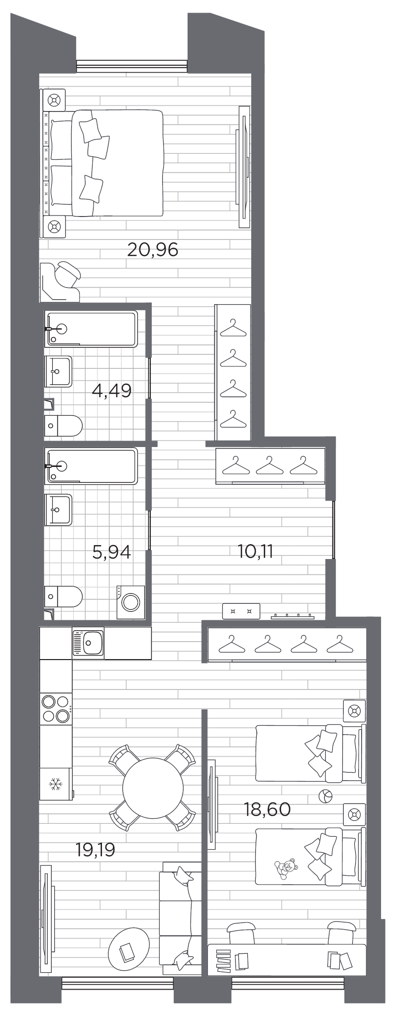 3 ккв (Евро) 79,3 м²