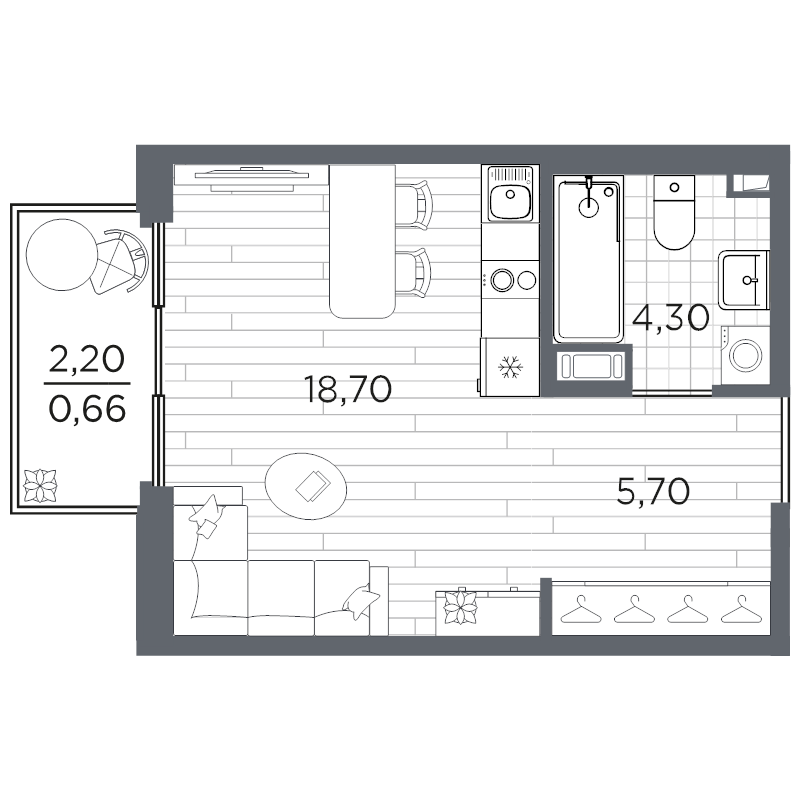Студия 29,4 м²