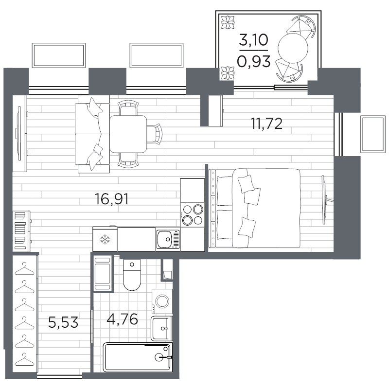 2 ккв (Евро) 39,9 м²