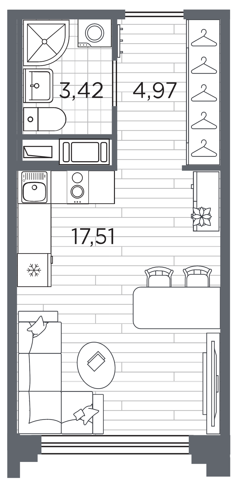Студия 25,9 м²