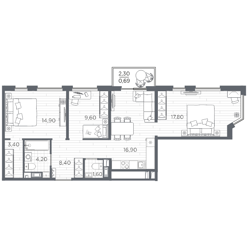 4 ккв (Евро) 77,5 м²