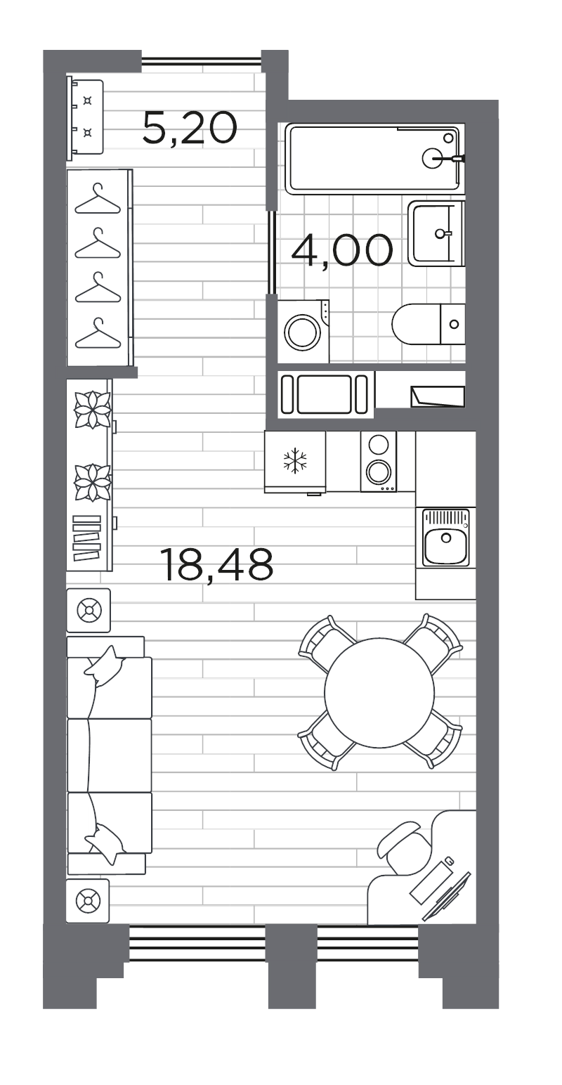 Студия 27,7 м²