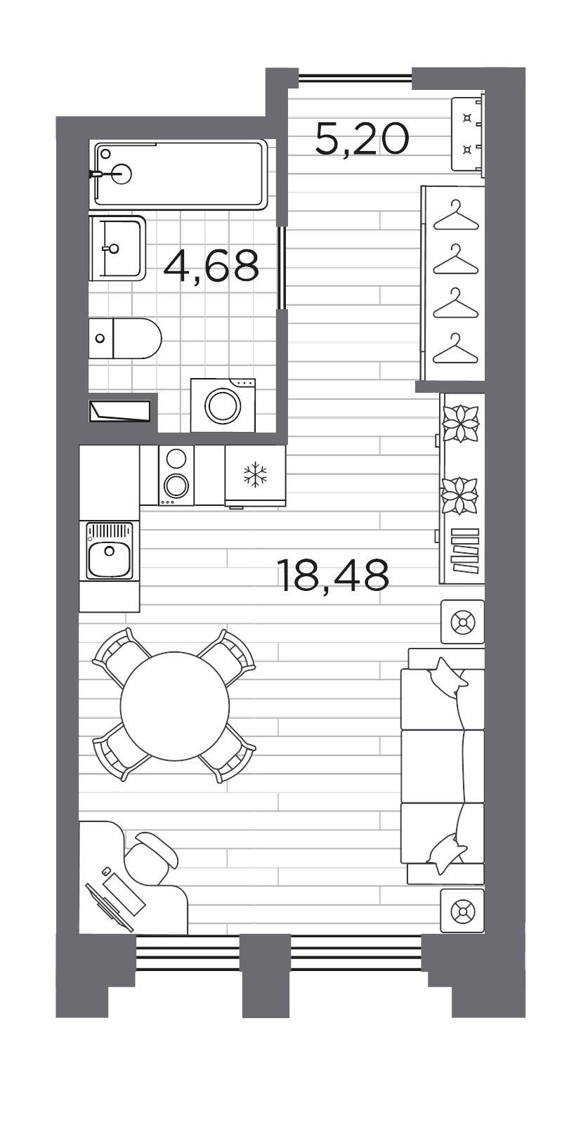 Студия 28,4 м²
