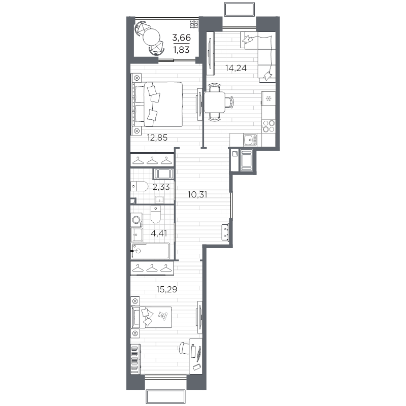 2 ккв 61,3 м²