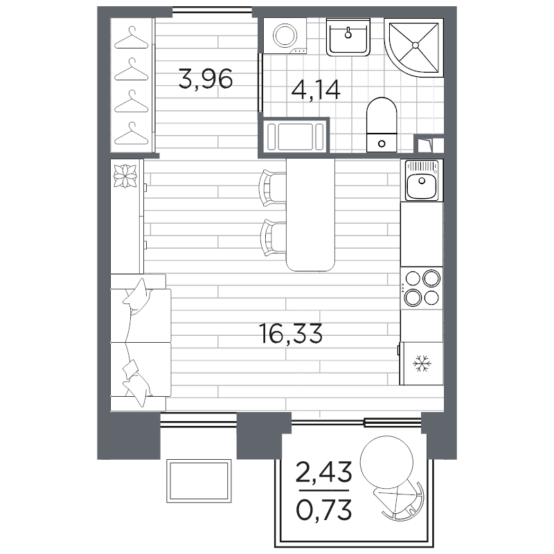 Студия 25,2 м²