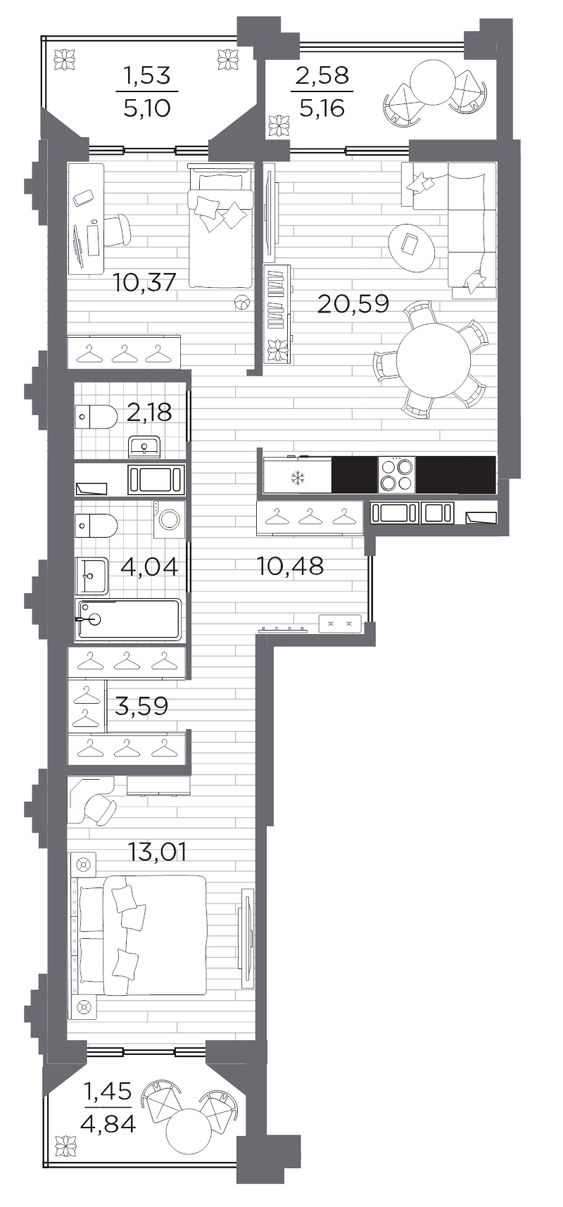3 ккв (Евро) 69,8 м²