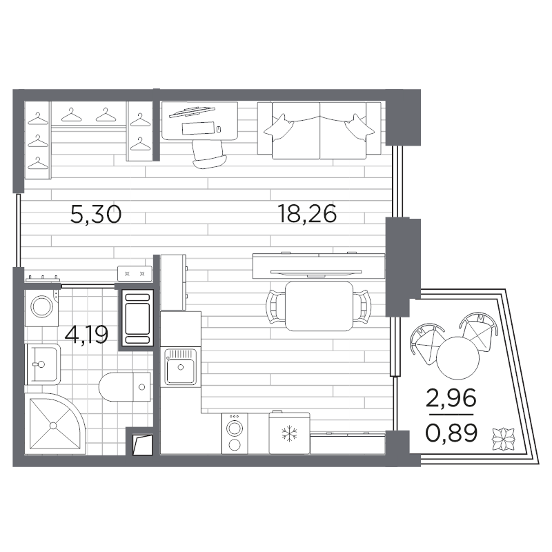 Студия 28,6 м²