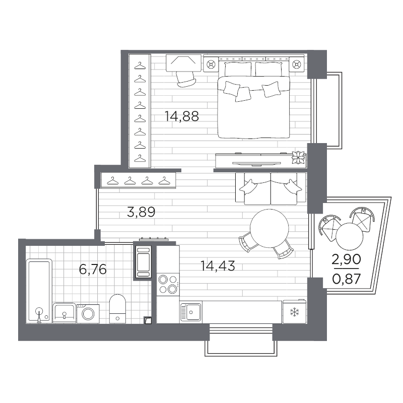 1 ккв 40,8 м²