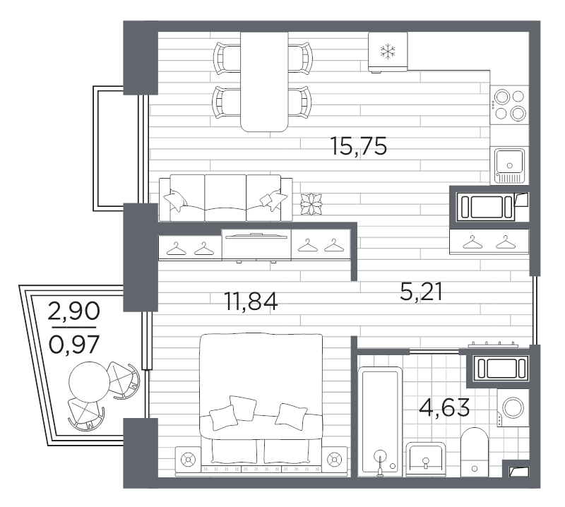 2 ккв (Евро) 38,3 м²