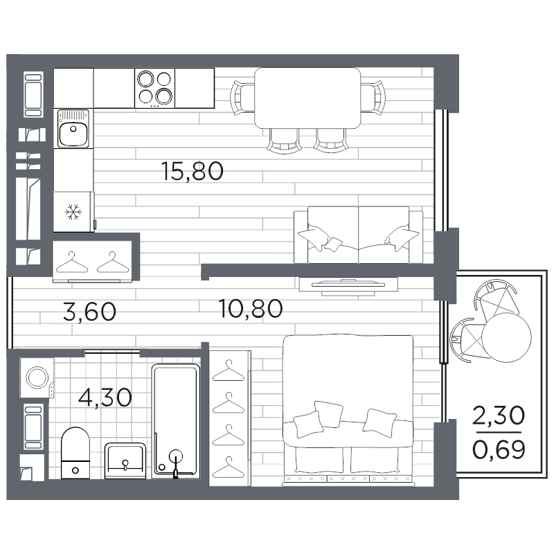 2 ккв (Евро) 35,2 м²