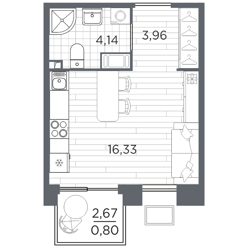 Студия 25,2 м²