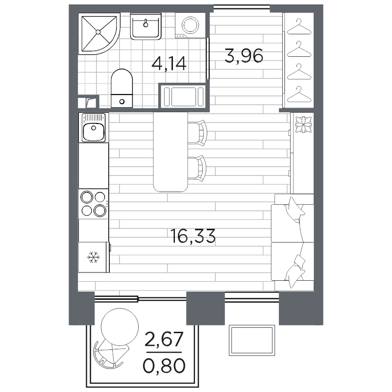 Студия 25,2 м²