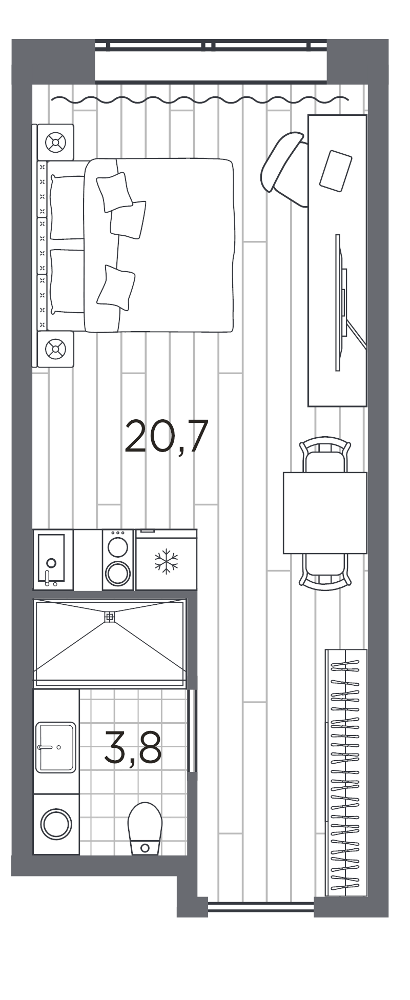 Студия 24,5 м²