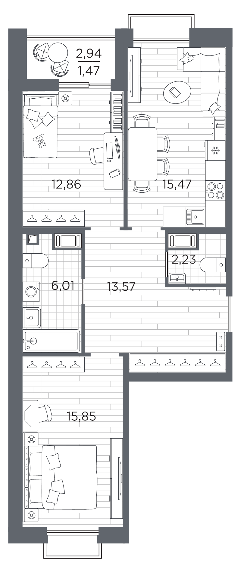 3 ккв (Евро) 67,5 м²