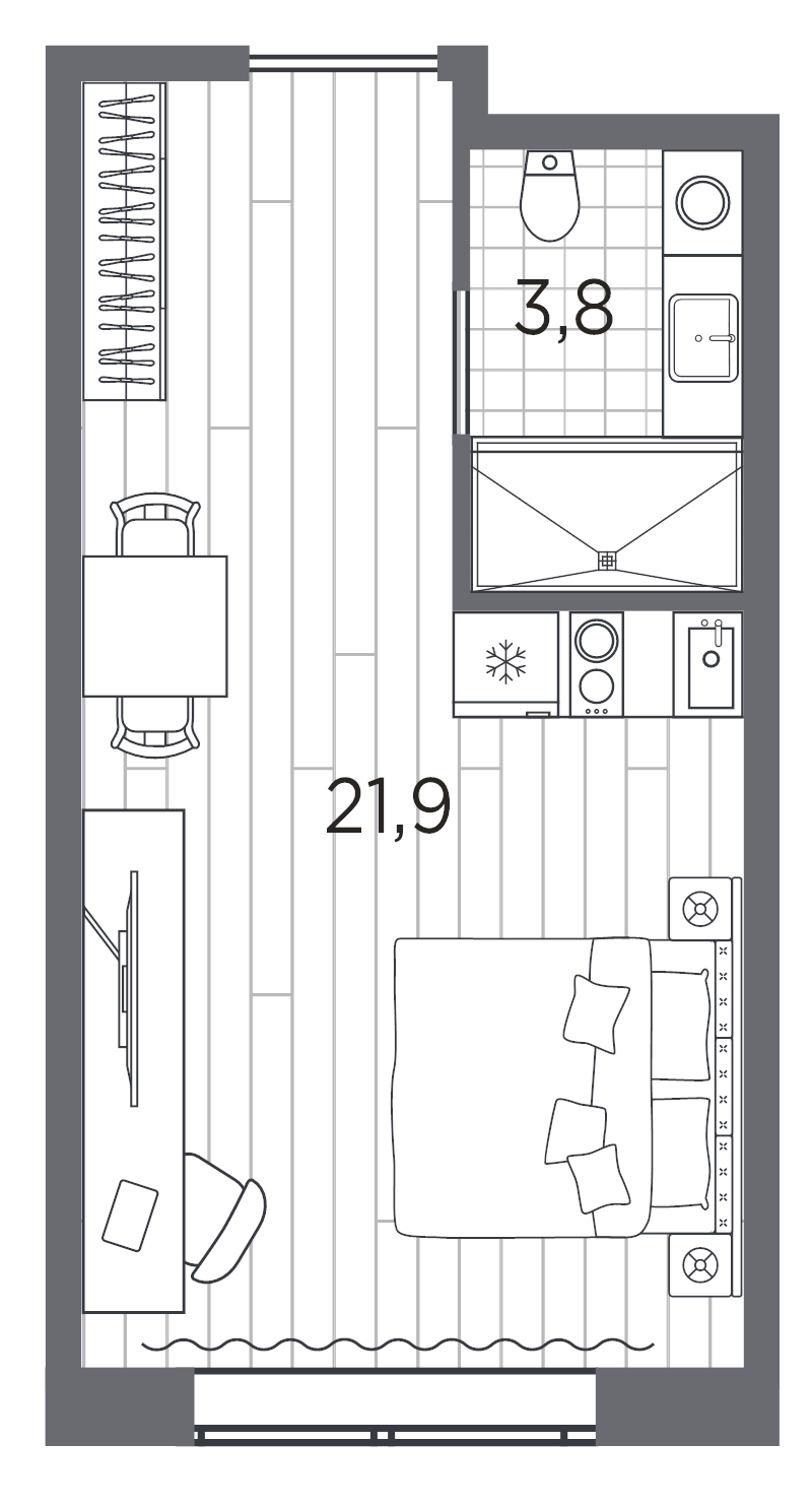 Студия 25,7 м²