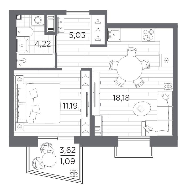 2 ккв (Евро) 39,7 м²
