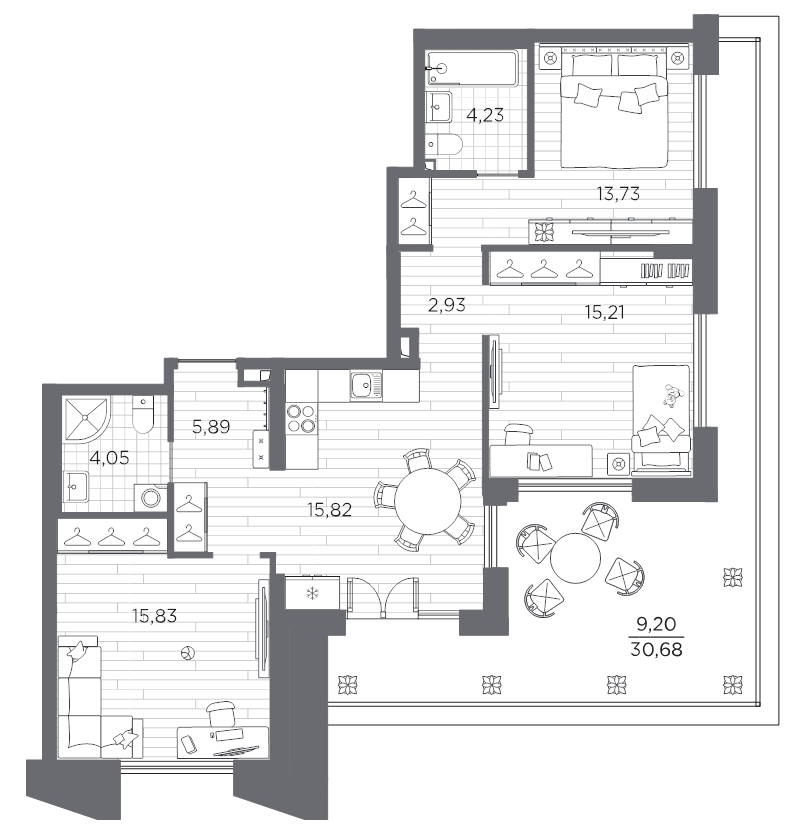 3 ккв 86,9 м²