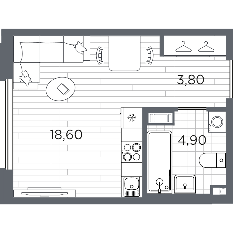 Студия 27,3 м²