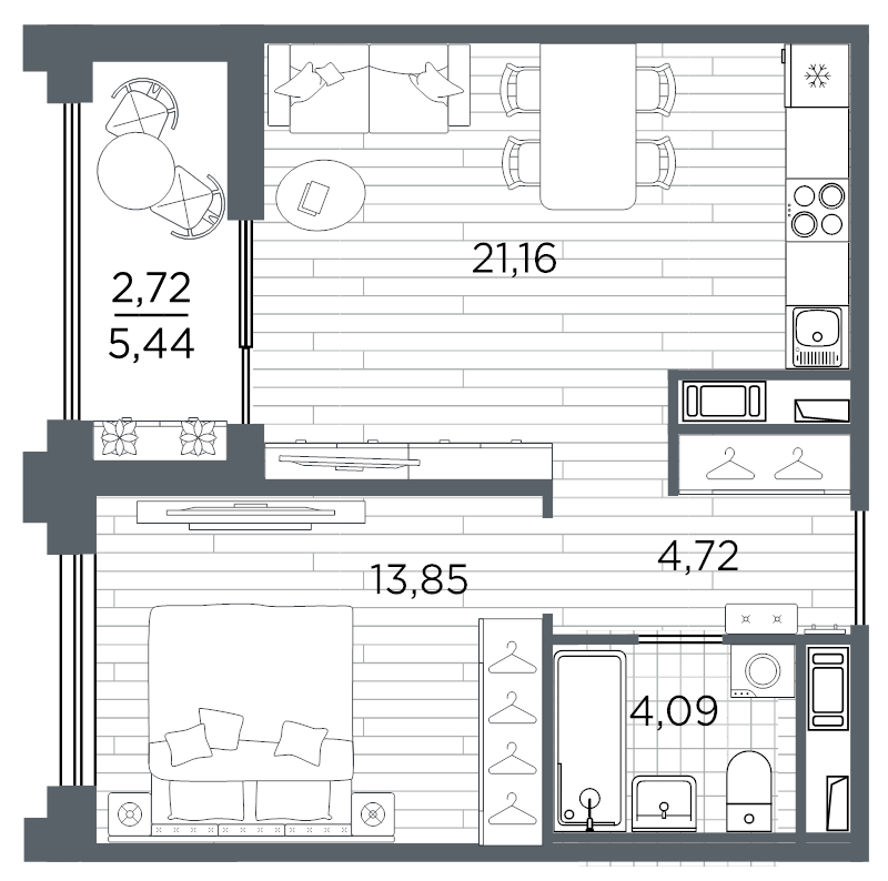 2 ккв (Евро) 46,5 м²