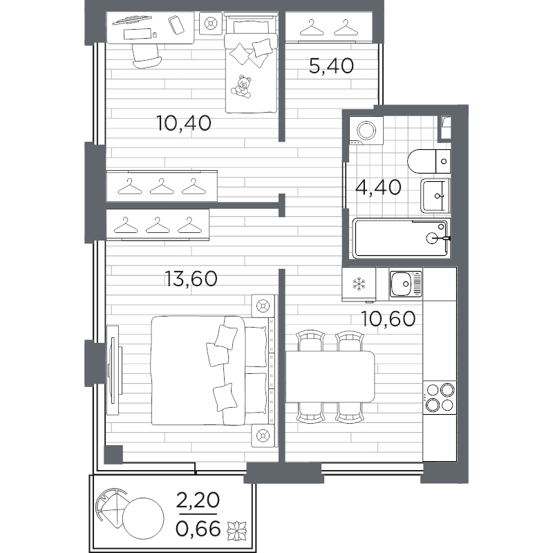 2 ккв 45,1 м²