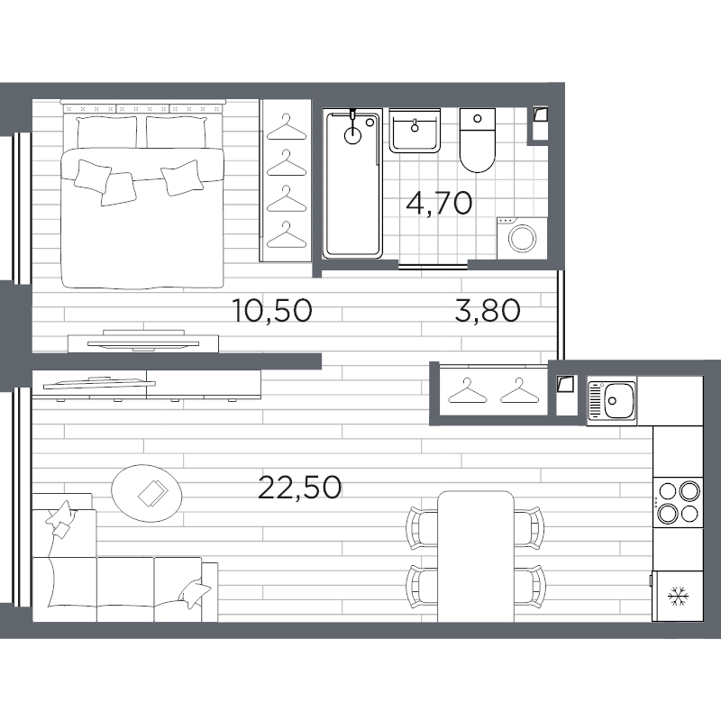 2 ккв (Евро) 41,5 м²