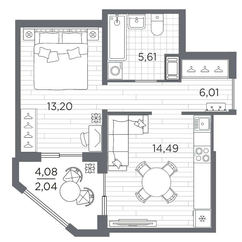 1 ккв 41,4 м²