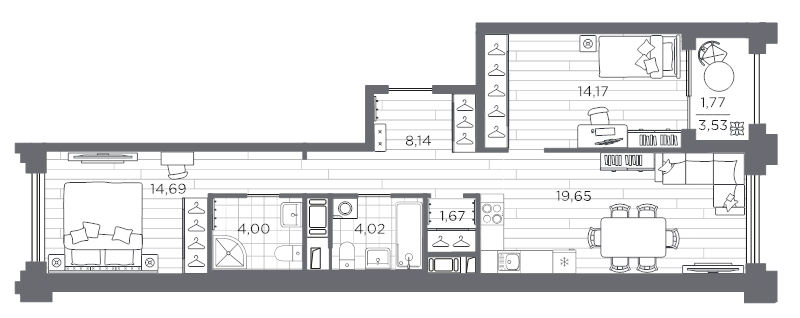 3 ккв (Евро) 68,1 м²