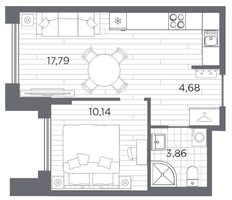 2 ккв (Евро) 36,5 м²