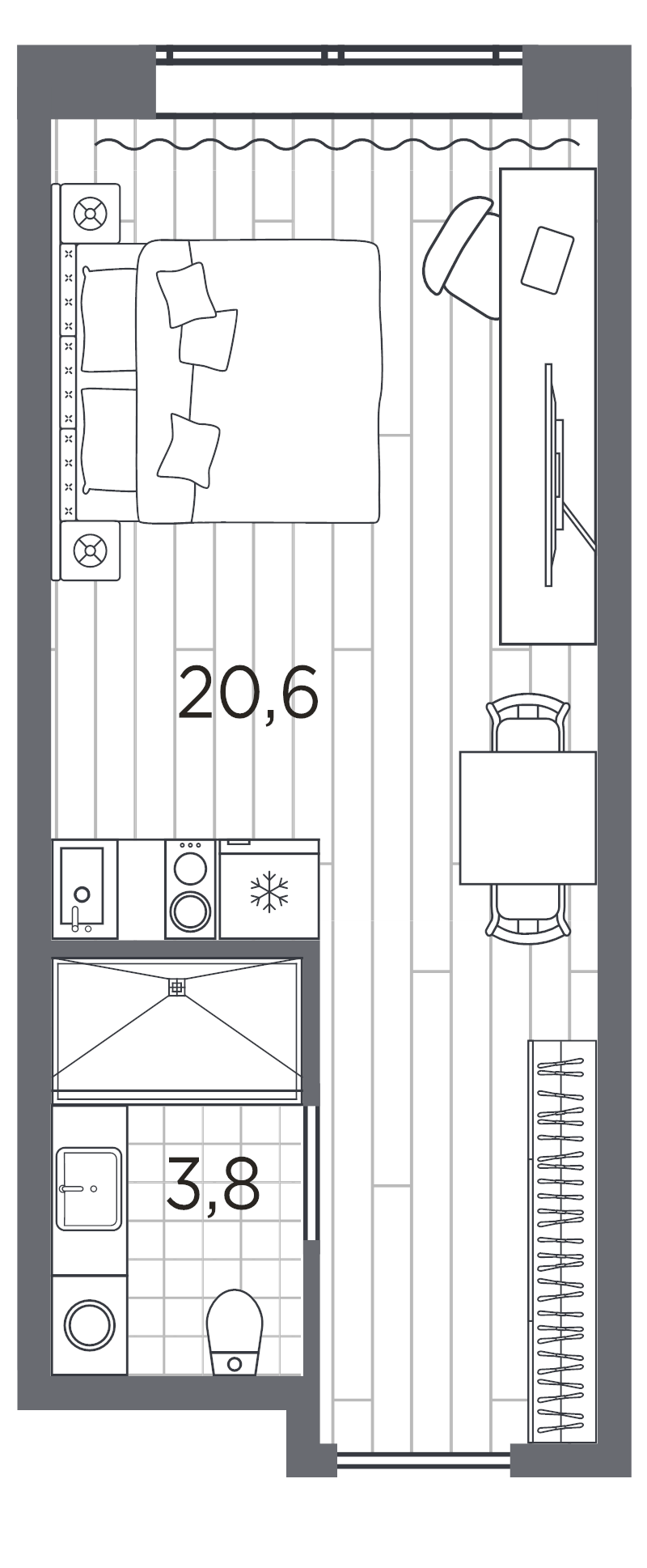 Студия 24,4 м²