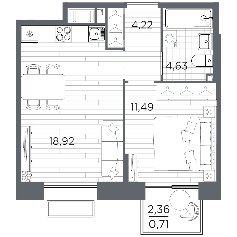 2 ккв (Евро) 40 м²