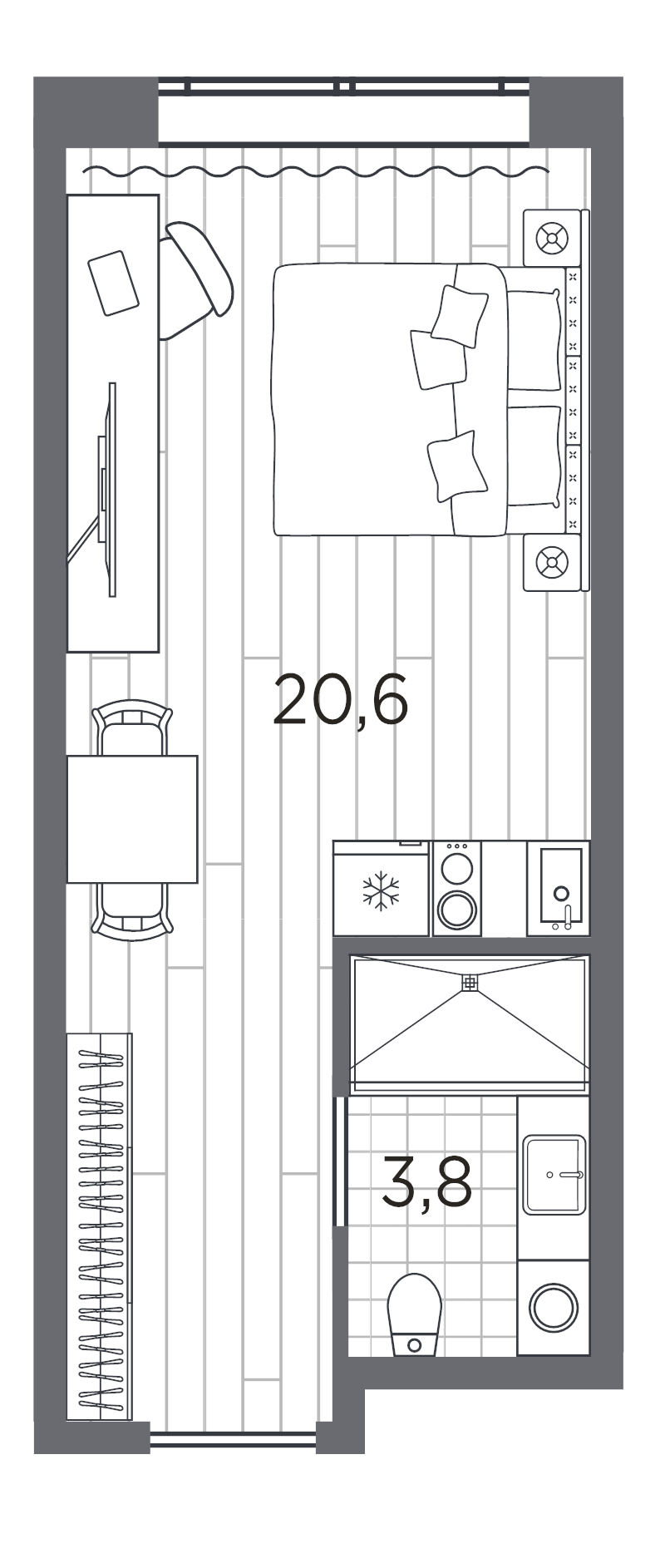 Студия 24,4 м²