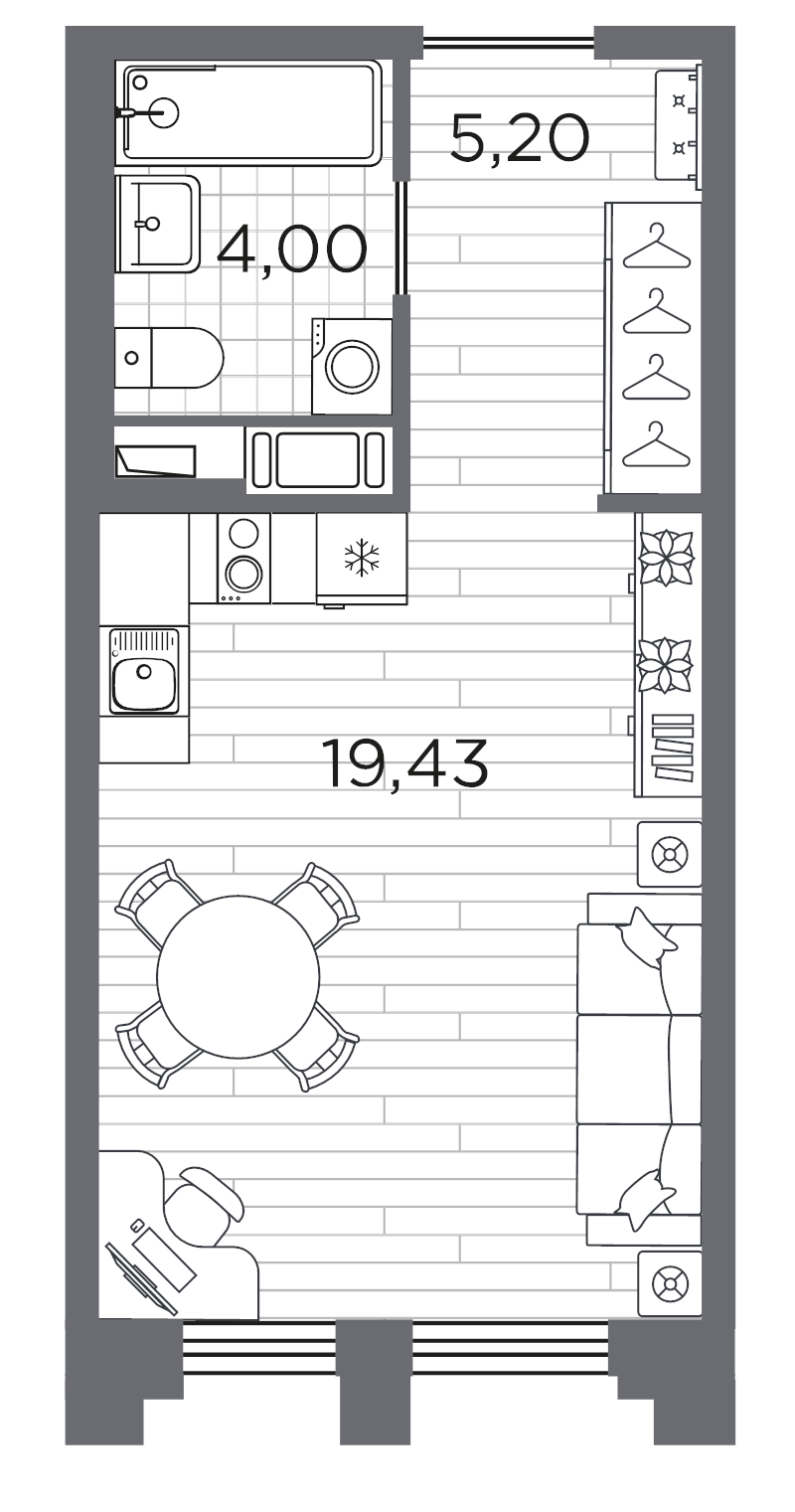 Студия 28,6 м²
