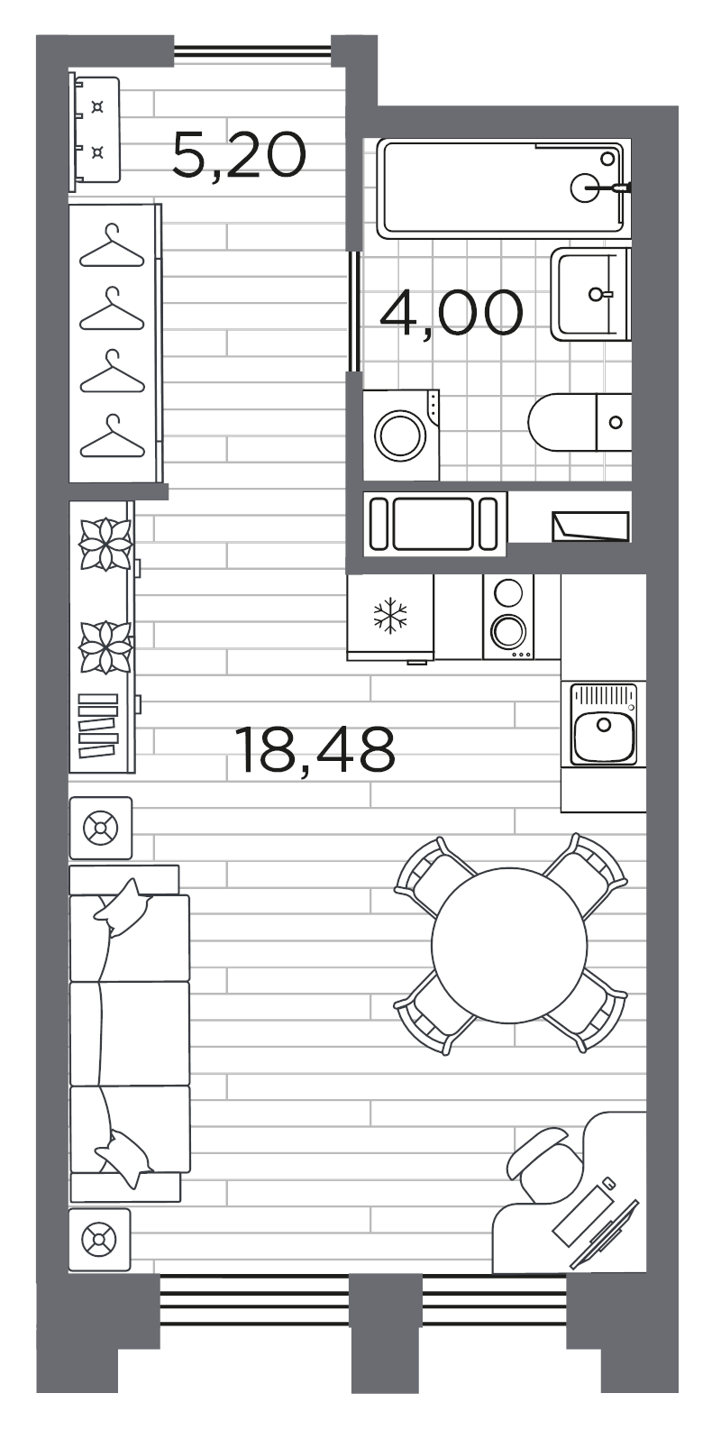 Студия 27,7 м²