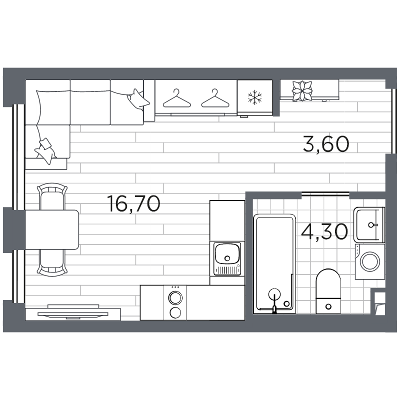 Студия 24,6 м²
