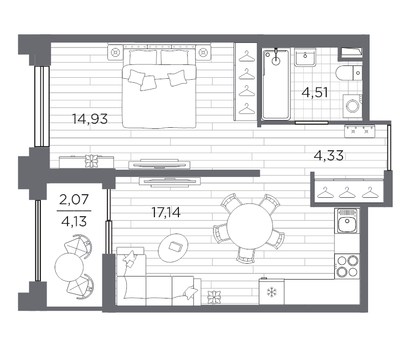 2 ккв (Евро) 42,5 м²