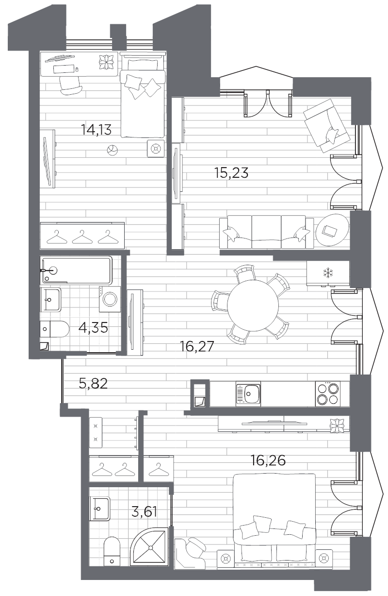 4 ккв (Евро) 75,7 м²